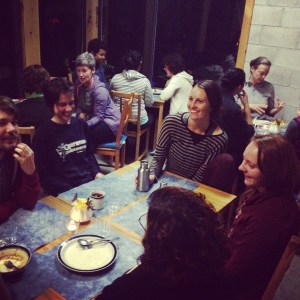 New friends enjoying a delicious meal together