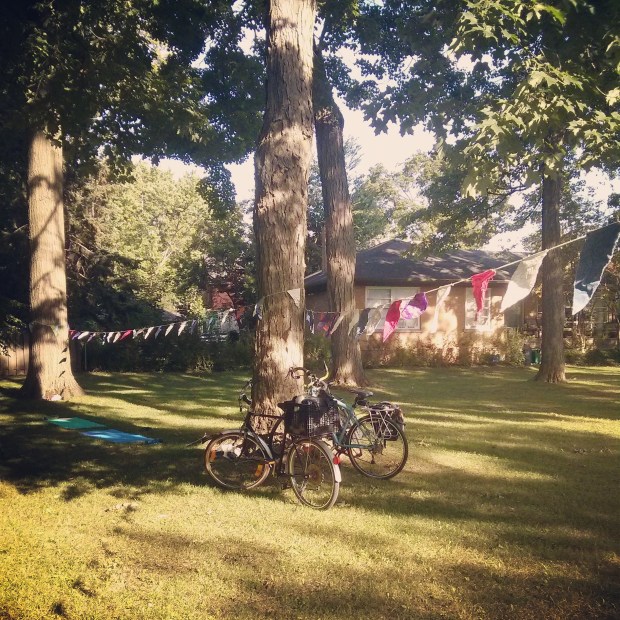 bikes at yoga in park