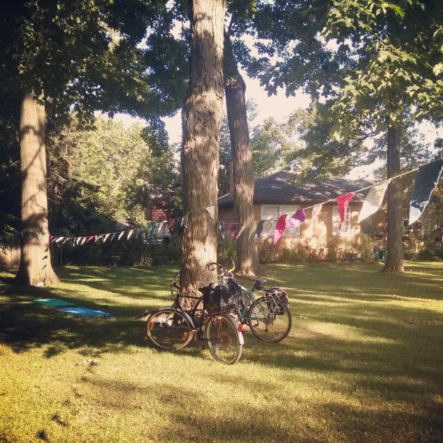 bikes at yoga in park